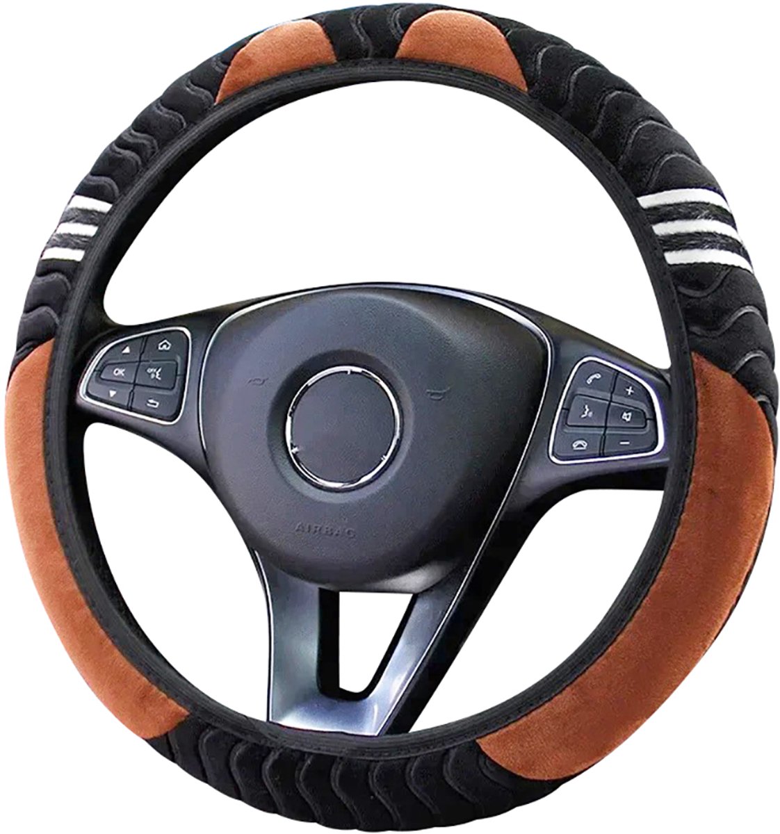 Zachte Stuurhoes Auto 37-38 cm - Zwart Bruin - Universeel - Kasey Products