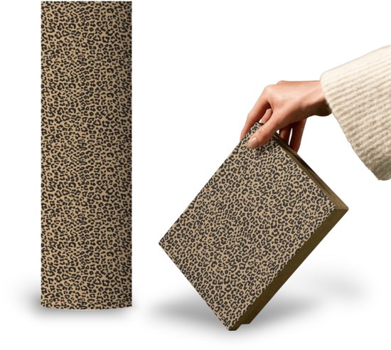 Rouleau de papier Papier cadeau – Kraft Panther – 50 cm x 150 m – Papier kraft marron imprimé Black Panther – Durable et recyclable – Papier cadeau Trendy pour cadeaux, boutiques et événements