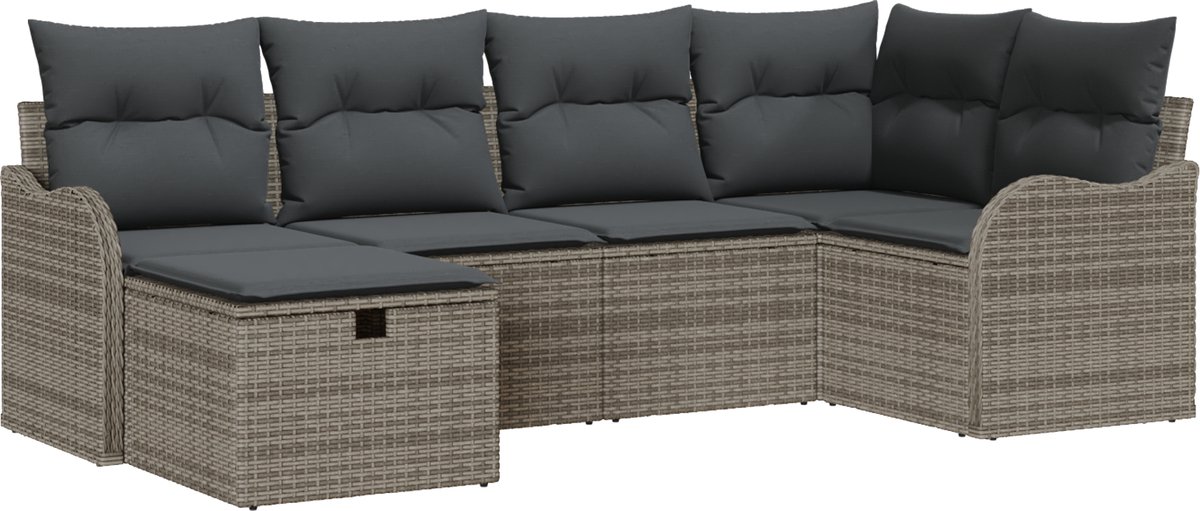vidaXL Tuinbank - Set - 6 - st - Poly - rattan Grijs