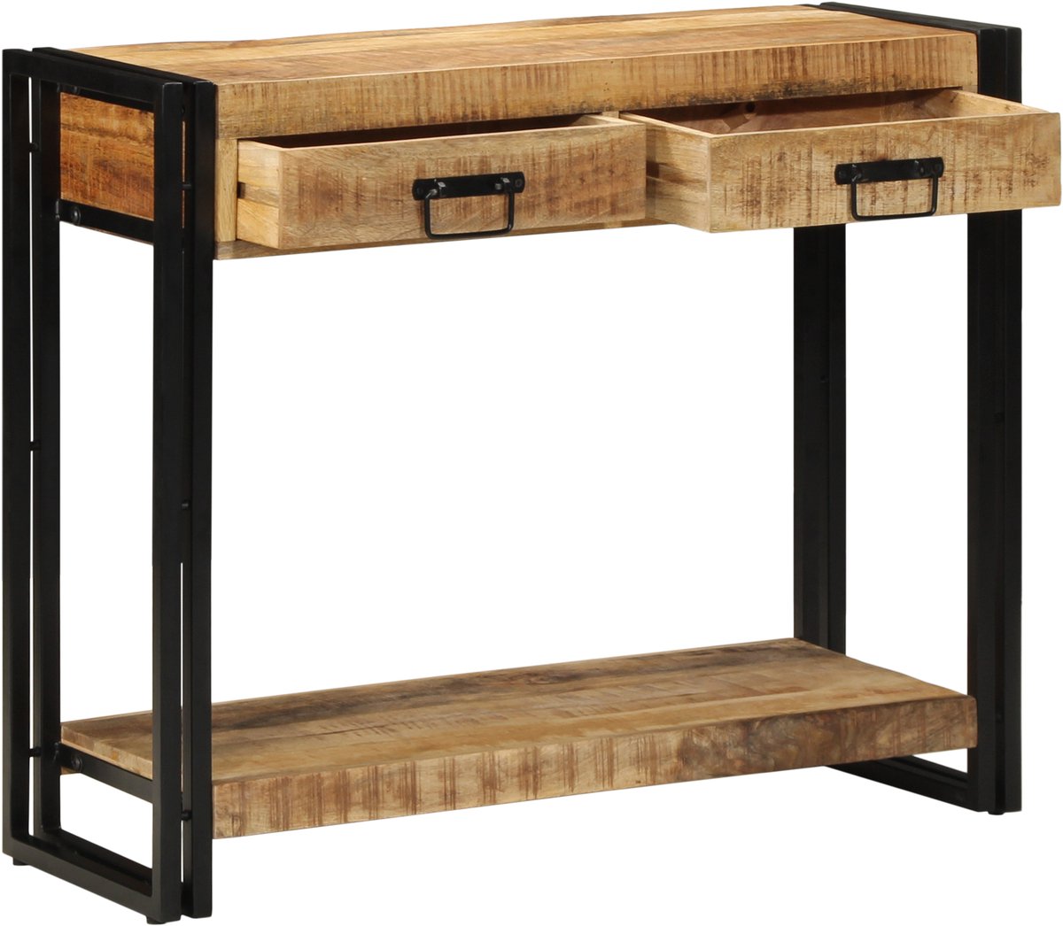 vidaXL Wandtafel - met - lade - Bruin - 90 - x - 33 - x - 75 - cm - Massief - Mango - Hout