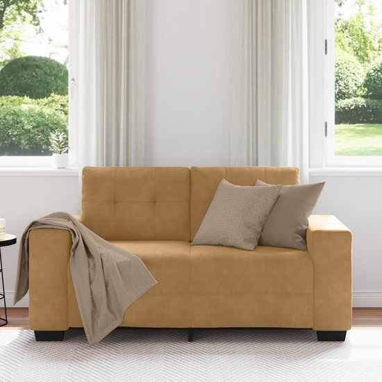 vidaXL Loveseat met kussen Fluweel – Bruin
