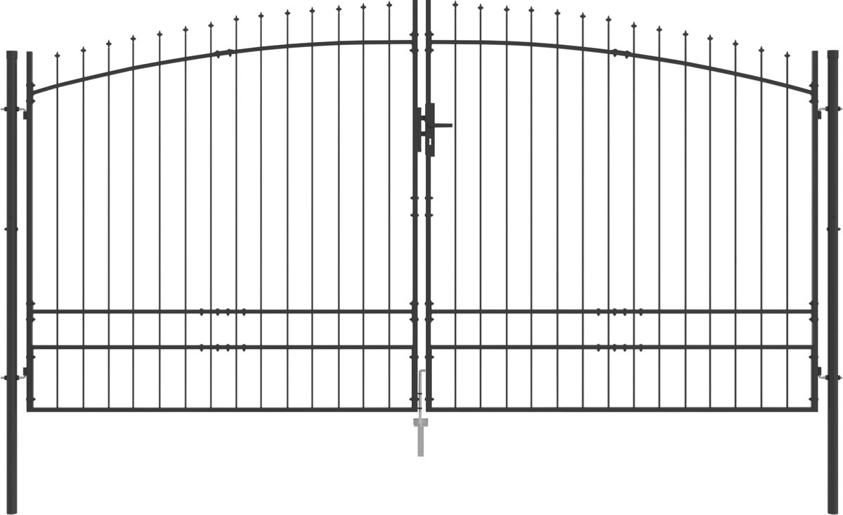 vidaXL - Tuinpoort - met - slot - Grijs - 200 - x - 400 - cm - Staal