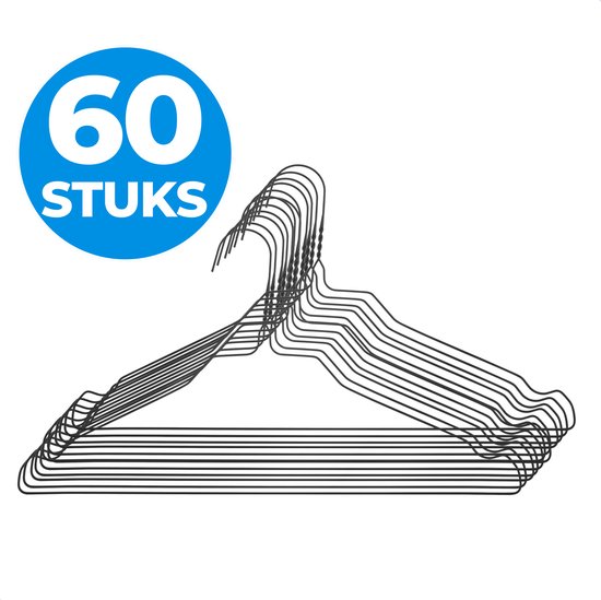 RSR Hangers Kleerhangers, 50 stuks, zilver, draadhangers van metaal