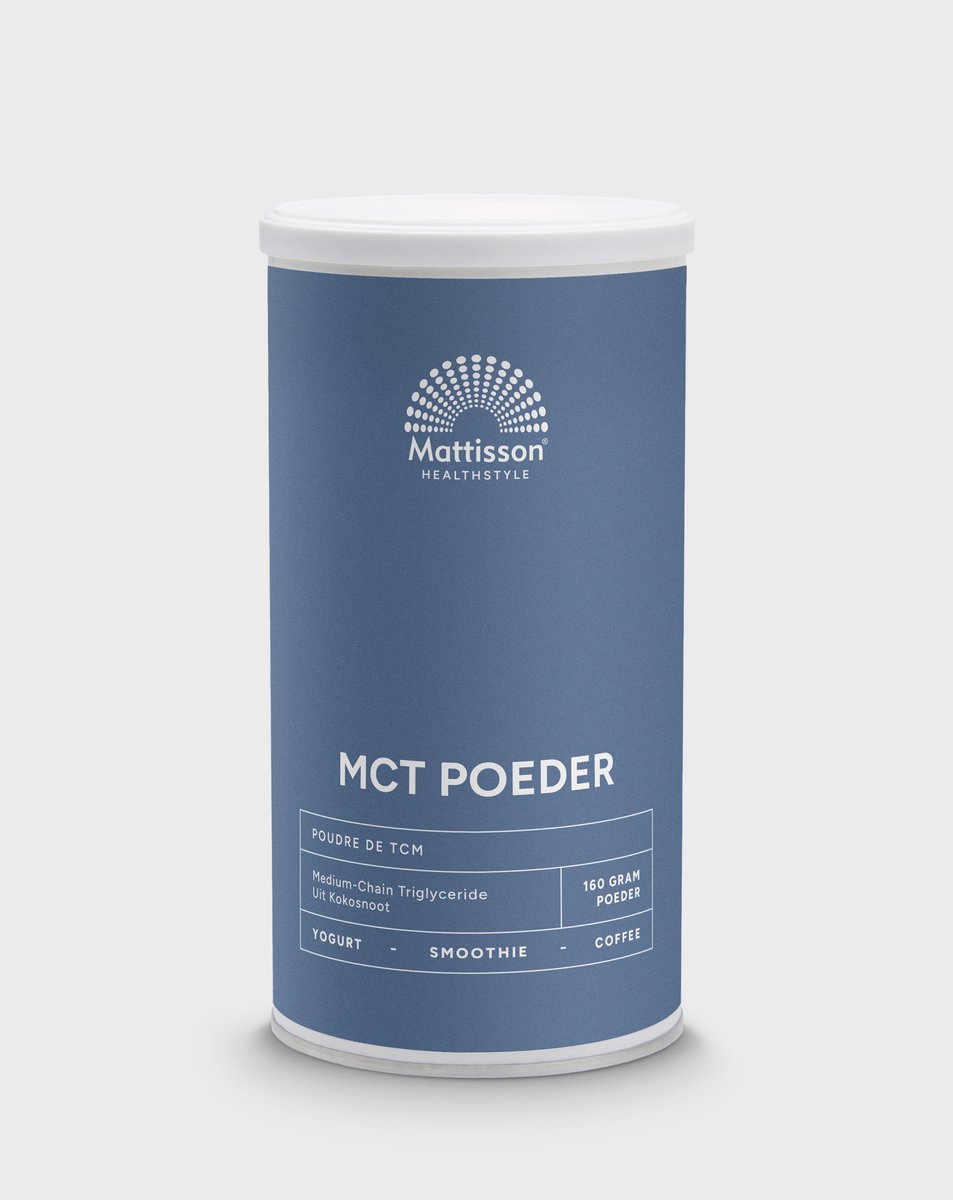 Mattisson - MCT Poeder - Kokosnoot Olie Basis - Lichtzoete Melkachtige Smaak - Medium-Chain Triglyceride Vetzuur - Vegan Voedingssupplement - 160 Gram