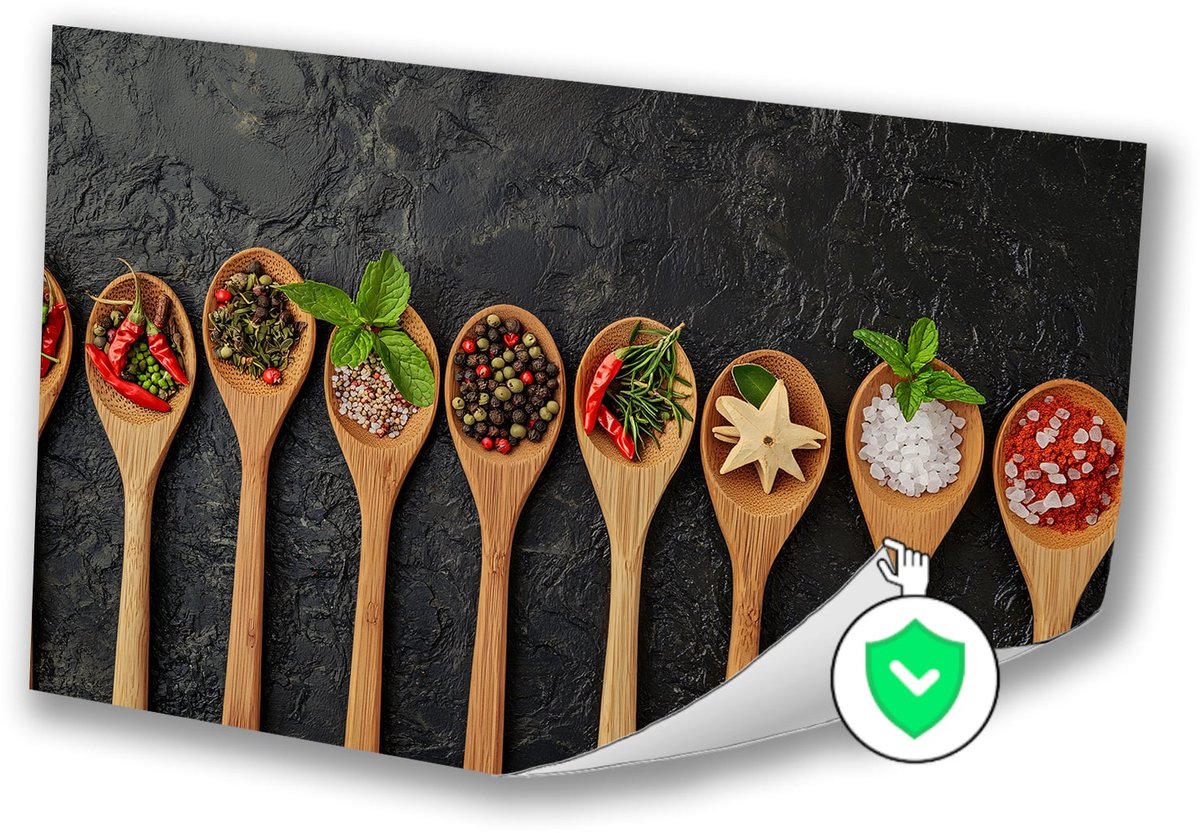 Houten lepels met specerijen - Specerijen poster - Posters lepels - Stilleven - Wanddecora