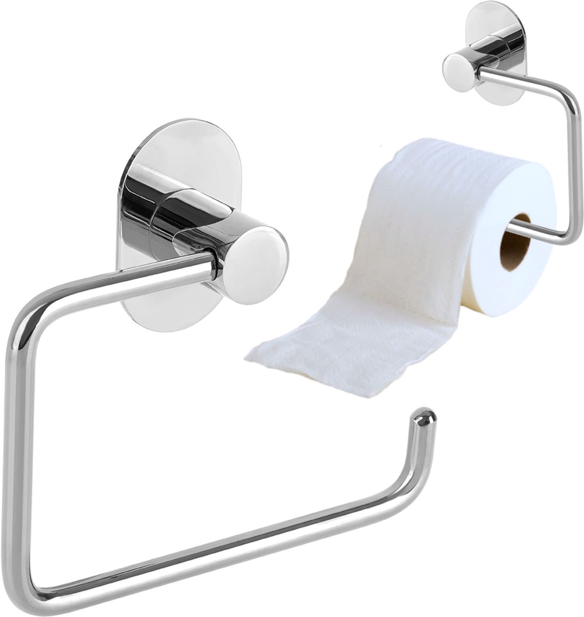 Laveo MIRI - Toiletrolhouder - Wandmontage - Zelfklevend - Chroom