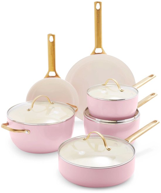 Ensemble de 10 poêles Greenpan Padova Pink Blush - Copie