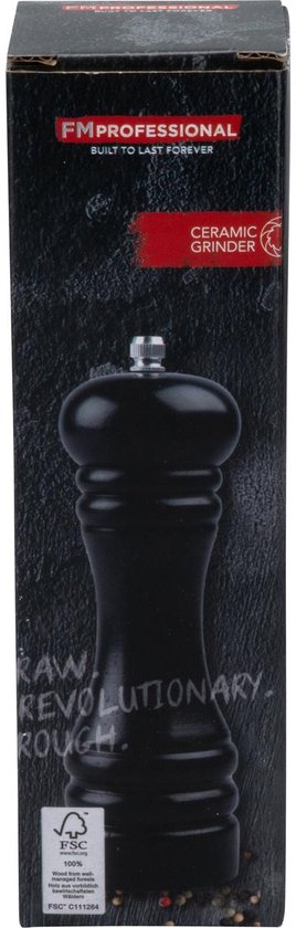 FM Professional Divers 18cm Zwarte Handmatige Pepermolen