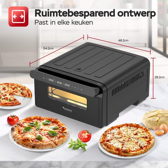 TurboTronic PO15 Elektrische Pizza Oven - Slimme Pizzaoven tot 400 °C - Zwart — afbeelding 3