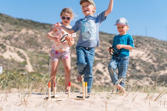 BS Toys Ringwerpen Werpspel - Buitenspeelgoed vanaf 6 Jaar - Ring Gooien - Werpspel kinderen - 5 Ringen - 50x50x10 cm - Ring Toss - Werpspel hout - Spelletjes kinderen - Buiten speelgoed - Buitenspel - Buiten Spellen - Tuin Speelgoed - Cadeau kind