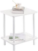 Retadou - Table d'appoint en bois, tables de chevet à 2 niveaux, 40 x 30 x 47,5 cm, table basse, table de canapé, pour chambre, salon, design moderne, montage facile, blanc