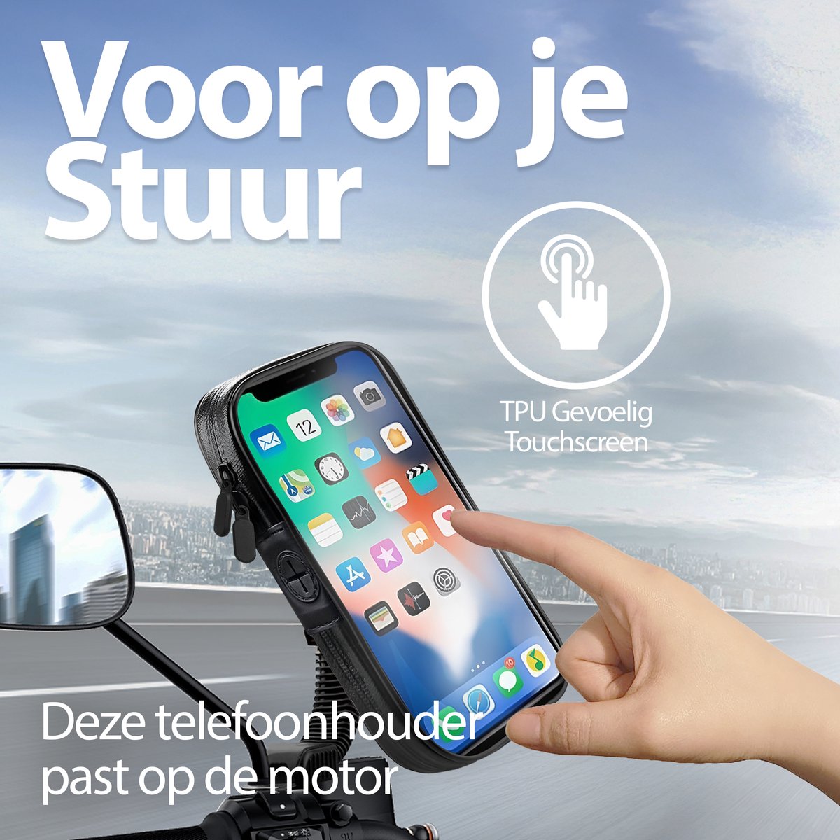 Xssive M1 Telefoonhouder Motor en Scooter - Spiegelbevestiging - Flexibele Stang - Waterdicht - Geschikt voor o.a Vespa, Kawasaki, Ducatti, Sym, Piaggio, Kymco - GSM Houder – foto 7