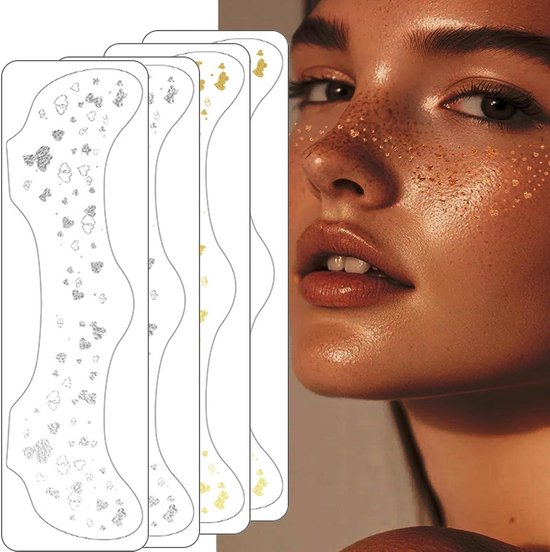 Foto: 16 stuk glanzende gezicht sproeten tattoo hartvormige glitter stickers waterdicht voor vrouwen henna folie