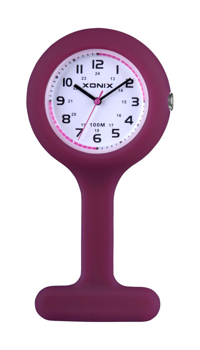 Xonix NUR-004 - Horloge - Verpleegstershorloge - Verplegershorloge - Analoog - Silicoon - ABS - Overig - Cijfers - Waterbestendig - Paars