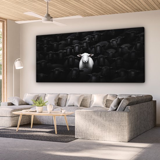 Tableau sur toile 160x80 cm - Décoration murale exclusive Mouton - Wit - Ténèbres - Décoration murale salon - Décoration chambre - Accessoires chambre - Peintures sur toile