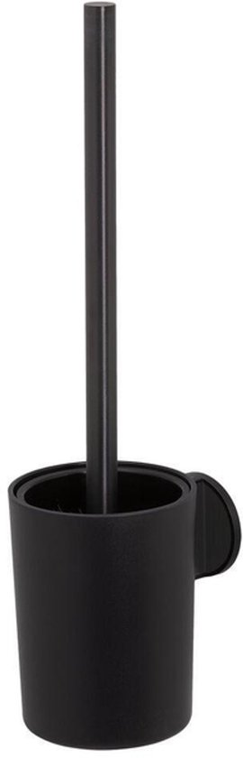 Tiger Tune - Toiletborstel met houder - Zonder boren - Zelfklevend 3M tape - Zwart metaal geborsteld / Zwart - Gunmetal black