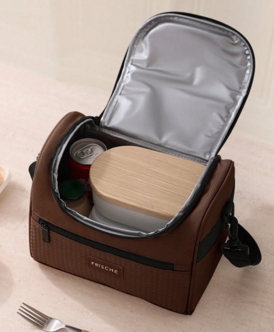 S&E Geïsoleerde Lunchtas met Schouderriem – Voor Werk, School, Picknick of Reis - Bruin — afbeelding 2