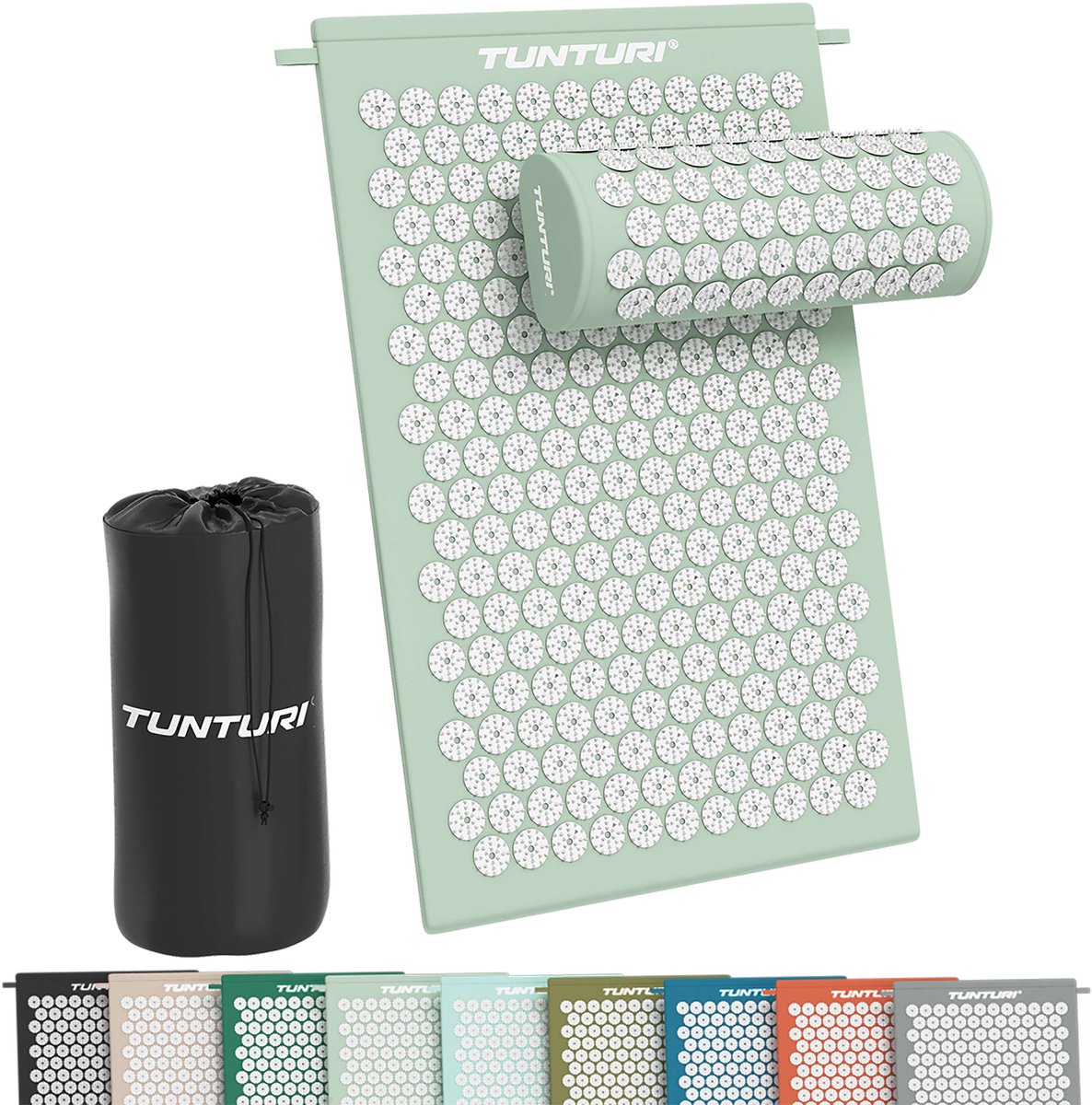 Goedkoopste Tunturi Spijkermat met kussen - Acupressuur - Meditatie Mat - Acupunctuur Set - Massage en Ontspanning - 68x42x2 cm - Mint