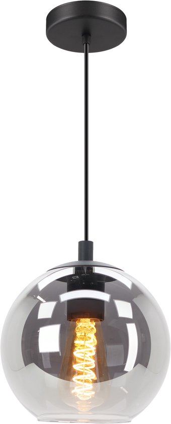 EGLO Ariscani Hanglamp - E27 - Ø 20 cm - Rookglas | Smoke glas - Zwart
