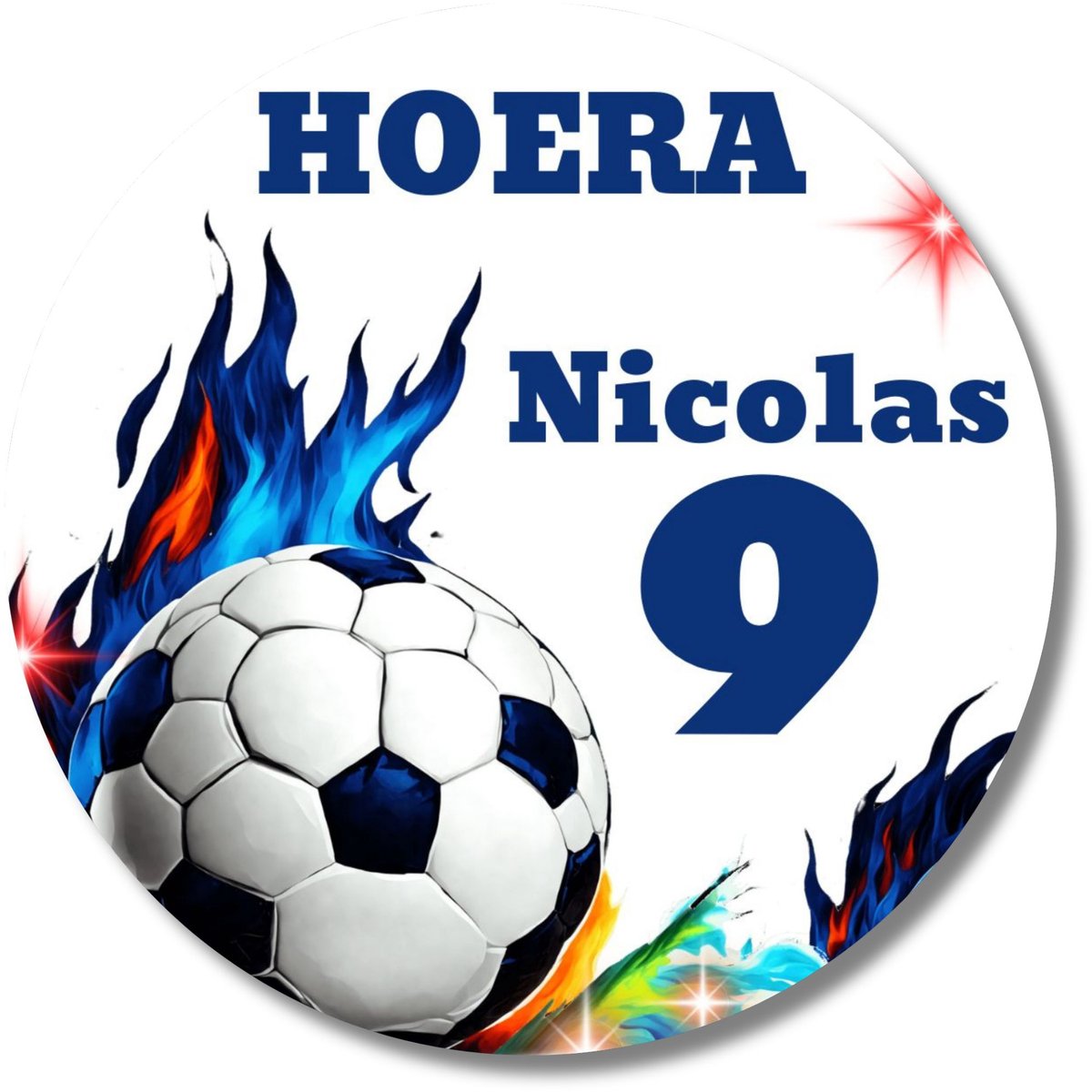 Voetbal traktatiestickers met naam & leeftijd – 20 stuks – 40 mm – glossy
