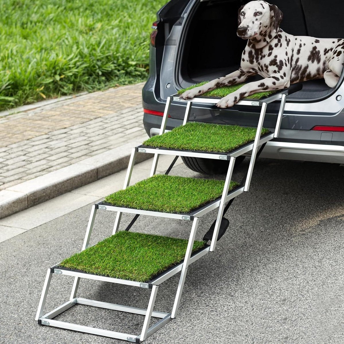 Opvouwbare autotrap voor grote honden met trapleuning, antislip oppervlak - tot 125 kg