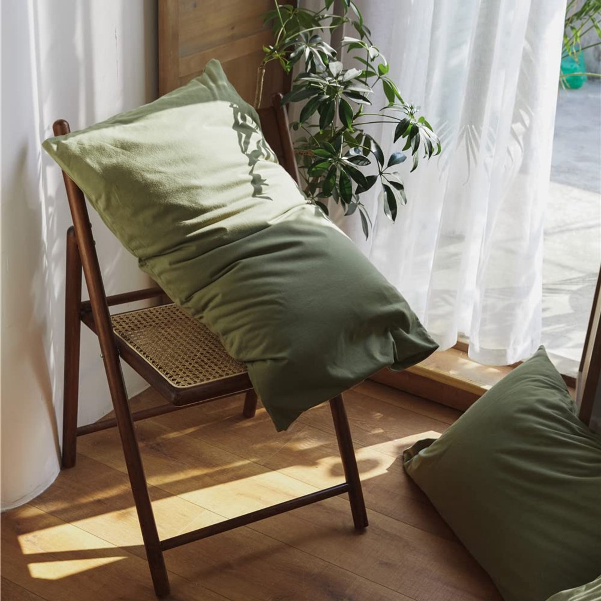 Ibenzoa Set van 2 Kussenslopen 40x80 cm, Olijfgroen, Geborstelde Microvezel – Comfortabel Slaapkameraccessoire