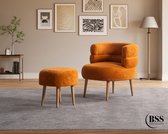 The Living Store Relaxstoel stof en PVC crèmekleurig - Fauteuil