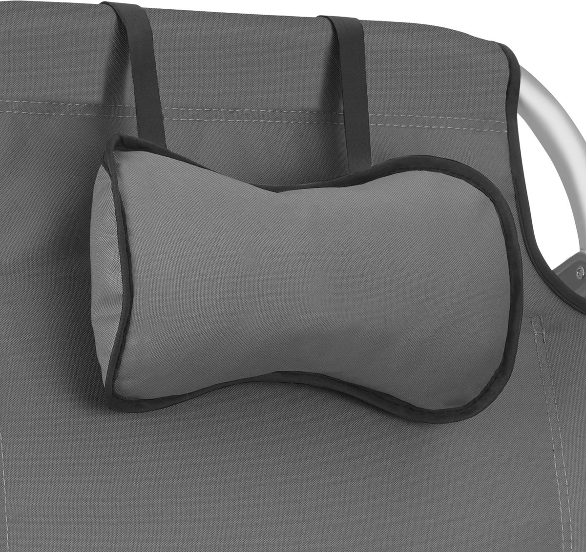 tectake® Strandstoel Coral - Opvouwbare Campingstoel met Koeltas en Opbergtas - 5-voudig Verstelbare Rugleuning met Hoofdkussen - Brede Armleuningen met Bekerhouder / Telefoonhouder - Inklapbare Kampeerstoel - Grijs — cadeau in Sport & Outdoor - foto 6