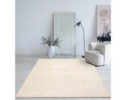 Mia’s Teppiche Taos – superzacht kortflor vloerkleed met antislip rug, wasbaar, Beige, 60 x 110 cm