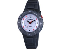 Xonix WW-A07 - Horloge - Polshorloge - Analoog - Kinderen - Tieners - Unisex - Siliconen band - ABS - Backlight - Cijfers - Waterdicht - Zwart - Grijs