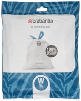 Brabantia PerfectFit sac poubelle avec fermeture code W, 5 litres, 40 pcs/distributeur - White