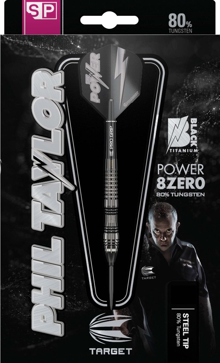 Target Phil Taylor Power 8ZERO 4 Black Titanium Swiss Point 80% - Dartpijlen 21 Gram