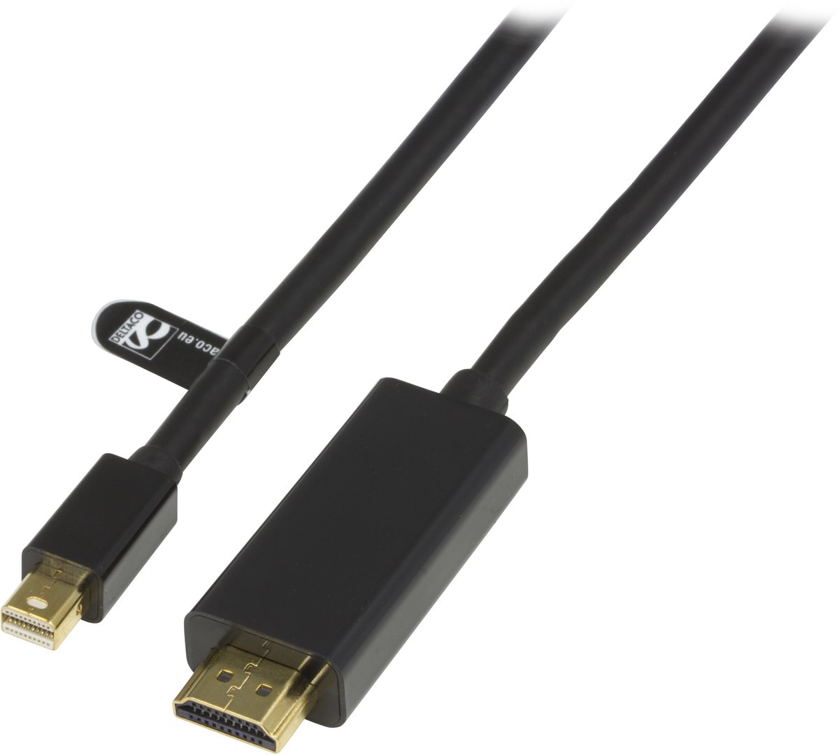 DELTACO DP-HDMI204, Mini DisplayPort naar HDMI kabel, Full HD in 60Hz, 2m, Zwart