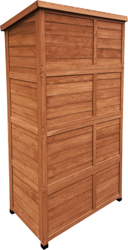 Armoire de rangement en bois AXI Hugo Coffee Brown - Abri de jardin avec toit galvanisé - 3 étagères et base - Bois FSC - Fermeture magnétique - 85x52x174cm