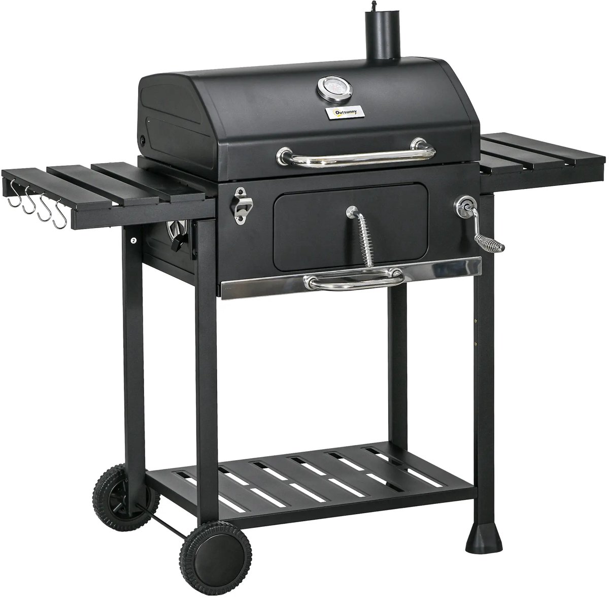 Premie Houtskool barbecue - Smoker Barbecue - Grilloppervlak 54x42cm - BBQ voor buiten, tuin - Zwart
