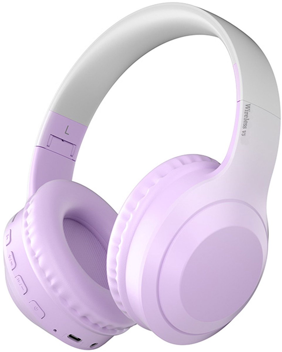 KINSI Draadloze Bluetooth Hoofdtelefoon met Macaron Kleuren - Stereo Surround Sound & Kristalhelder Geluid | Bedraad/Draadloos 2-in-1 | Noise Cancelling & Lange Batterijduur