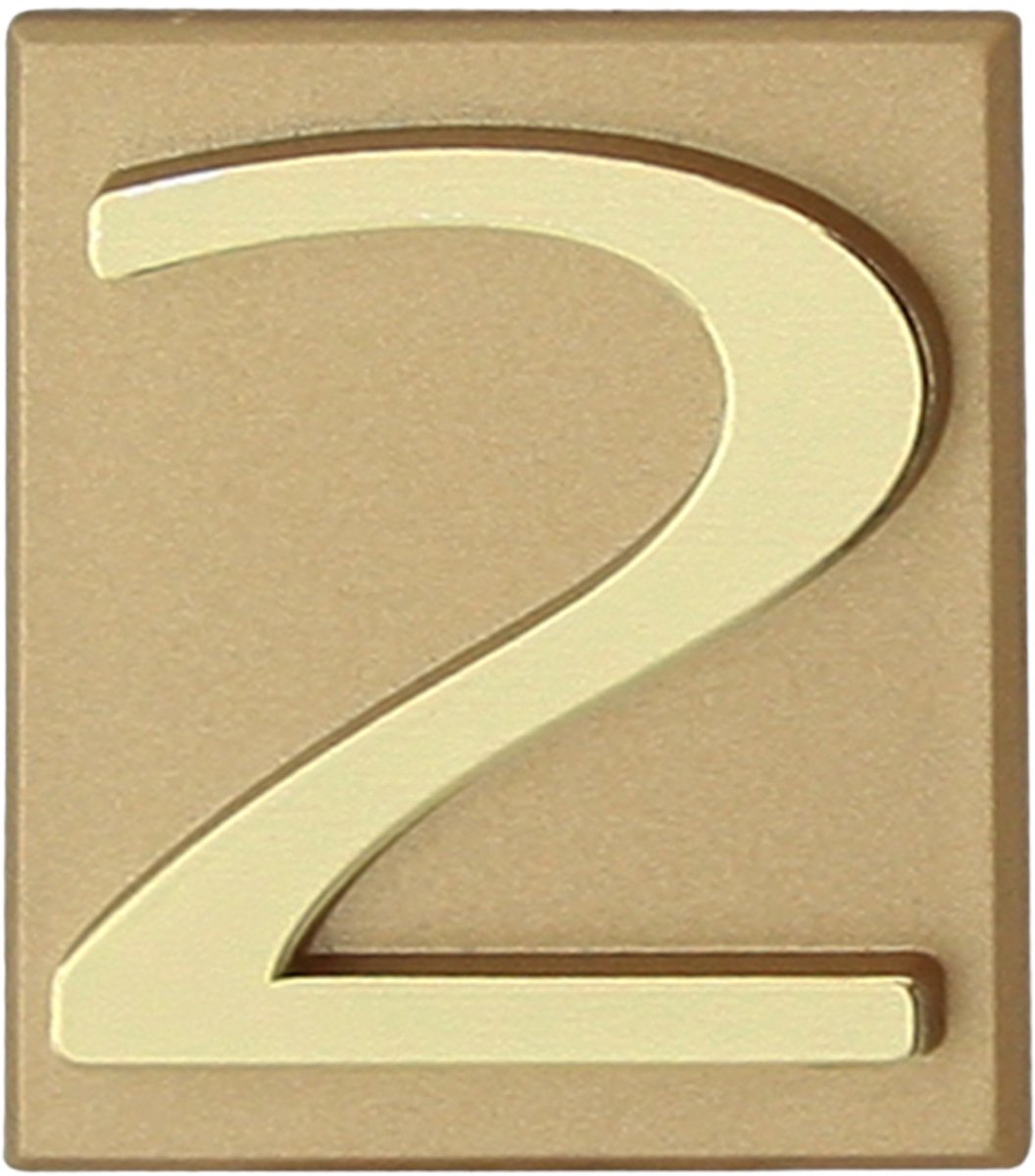 Domino® Deurnummer Zelfklevend INV - "2" - Goud - Woonhuisnummer Hotelkamernummer 40x47mm - Huisnummer Brievenbus Adresnummer Stickers - Huisnummerplaatje - Deur en Kamernummer - Lockernummer