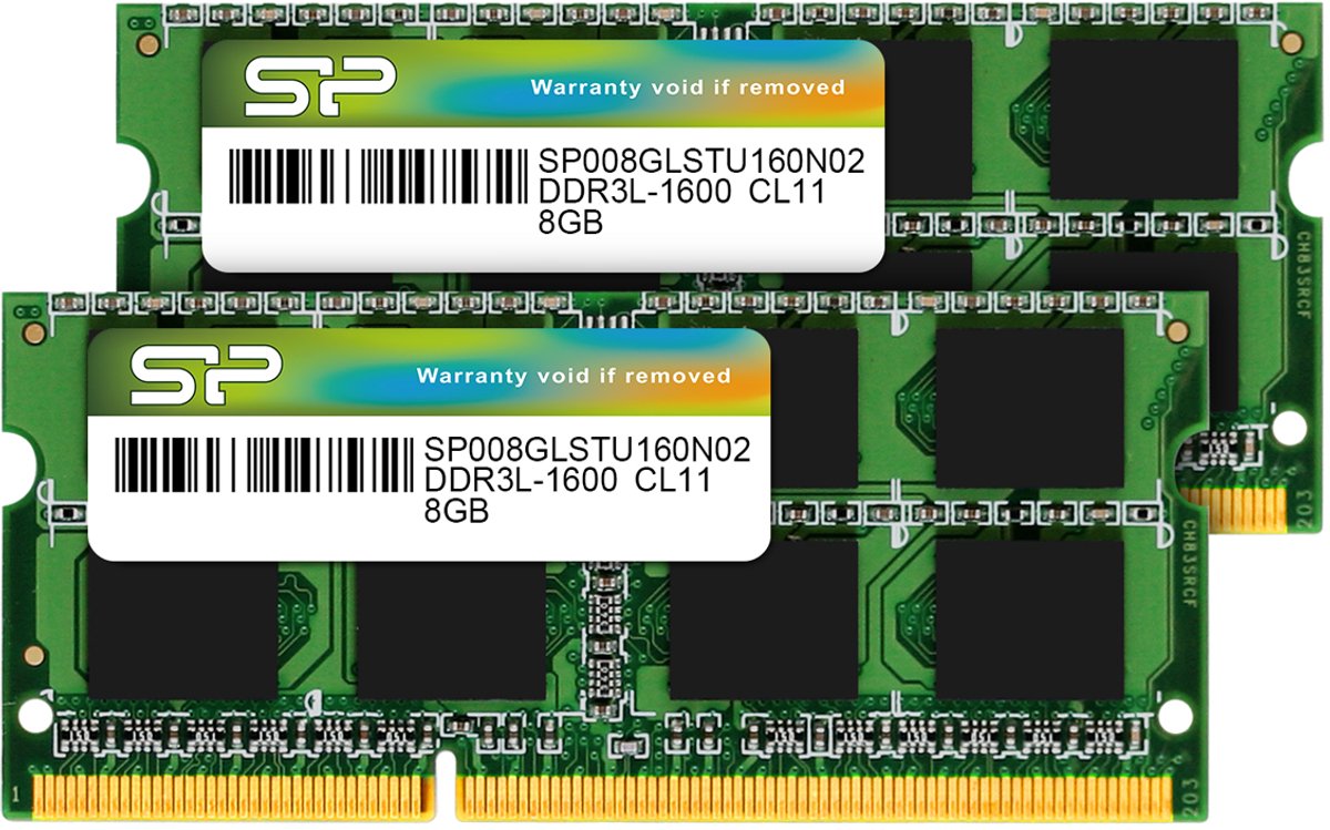 Silicon Power - Laptopgeheugen - DDR3L - 16GB (2x8GB) - 1600MHz - CL11 - SODIMM - SP016GLSTU160N22
