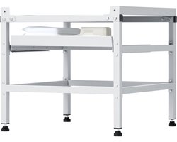 Wasmachine standaard, 48,5 x 25 inch, 590 lbs draagvermogen, dubbele kommen, verstelbare voeten, koolstofstaal voor wasmachine en droger