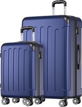 Bol.com TRVLMORE Kofferset - 2 Delig - 38L Handbagage + 110L Ruimbagage - Lichtgewicht - Trolley - Reiskoffer Set - Donkerblauw aanbieding