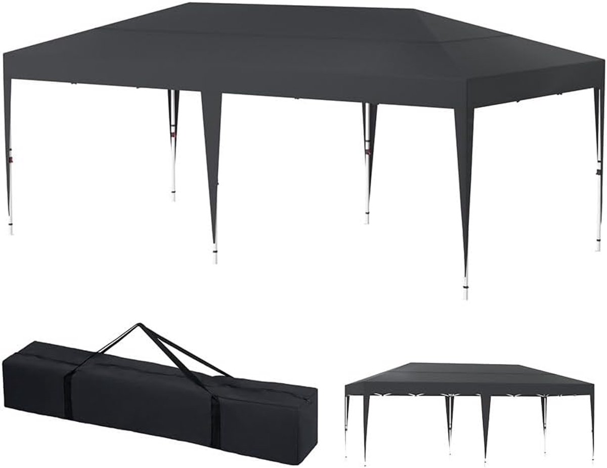 Aufun Vouwpaviljoen, pop-up Paviljoen, Uv-Bescherming, In Hoogte Verstelbaar, Biertent, Tuinpaviljoen, Partytent, Uv-Bescherming Voor Tuin, Feest, 3 X 6 M Antraciet
