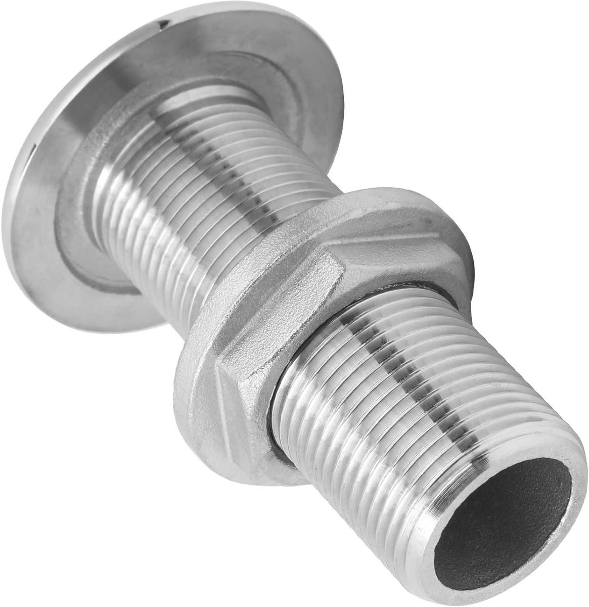 Marine Straight Thru Hull Fitting 316 Stainless Steel Water Drain Outlet Plumbing Valve Hose Thru Drain Connector for Boat Yachts (3/4" 75mm)