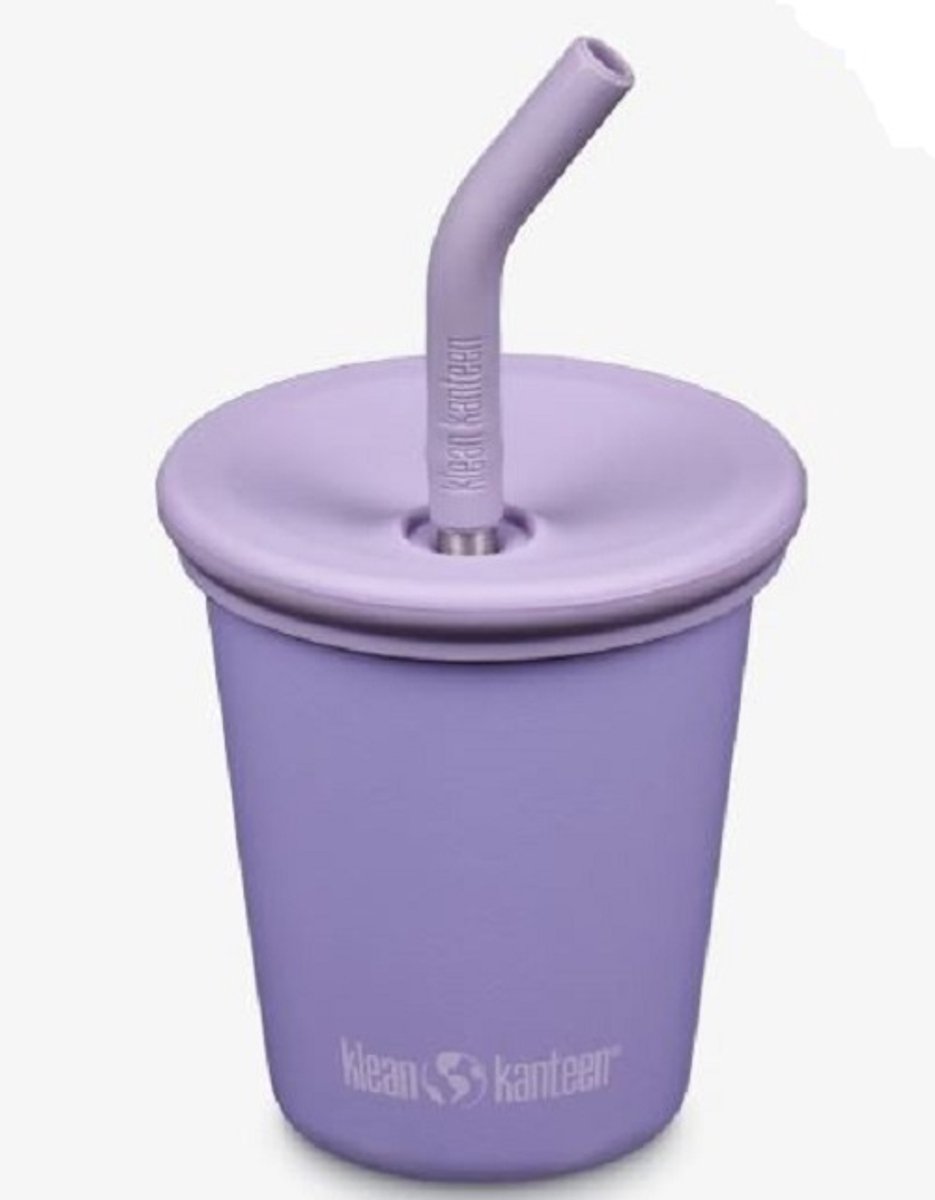 Klean Kanteen Kid - Drinkbeker met Rietjesdeksel - 296ml./ 10oz - paisly purple - Rietjesbeker