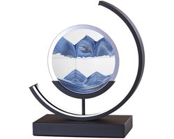 Bewegende Zandkunst Lamp - Met Afstandsbediening - 28cm - Zandkunst In Glas - Zandloper - Sand Art - Tafellamp Industrieel - Sfeerlamp - Decoratie Woonkamer - Nachtlamp Slaapkamer - Zwart - Blauw