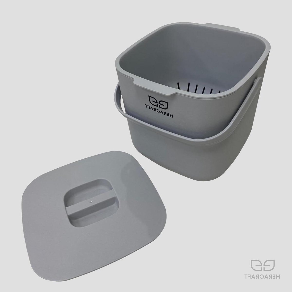Compostbak voor keuken 7 l - Efficiënt voor afval - Geurvrij - 2 biologisch afbreekbare spons inbegrepen - Grijs