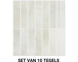 Muraio Plaktegels - 10 stuks Tegeltickers- Zelfklevende 3D Muurstickers Keuken - Tegelstickers Badkamer - Grijs/beige - 25,4 cm x 20 cm