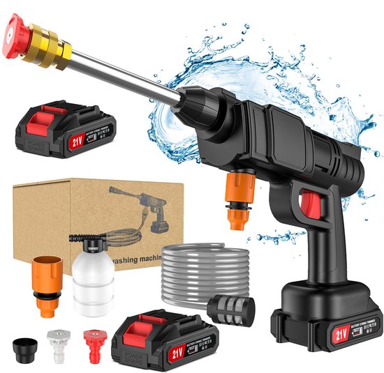 30BAR 12000RPM Draadloze Hogedrukreiniger voor Makita 18V - Auto, Fiets & Tuin | Incl. 2x Accu + Oplader, Waterdicht & Duurzaam