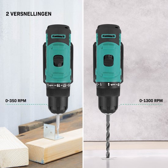 VONROC Perceuse-visseuse sans fil 20V - 19 positions de vis + position de perçage - Incl. 2 embouts - Incl. Batterie 2,0 Ah et chargeur rapide