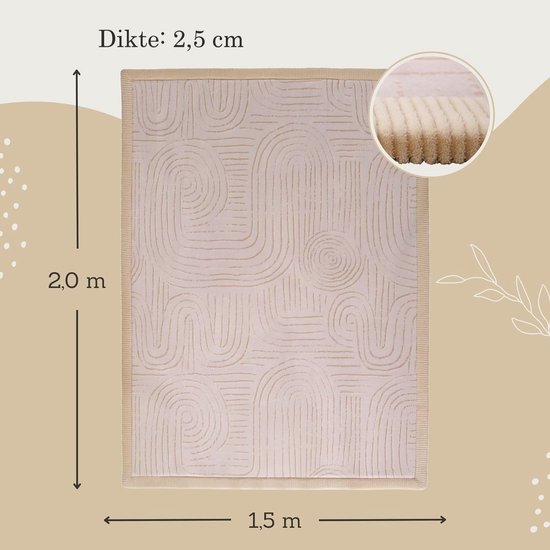 Hakuna Matte Wolkzachte Fluwelen Mat Speelmat baby 200 x 150 x 2,5 cm, Beige - Kindertapijt met hoogwaardig traagschuim - Baby speelkleed met antislipbasis - Babykruipmat, kinderkamertapijt