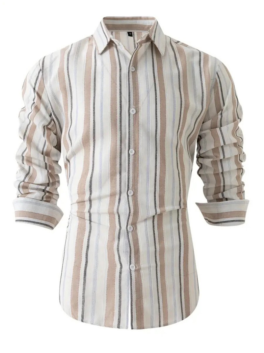 Bovista Linnen Blouse Heren t shirt Polo Overhemd Shirt Zomer Ibiza Stijl Lichtbruin